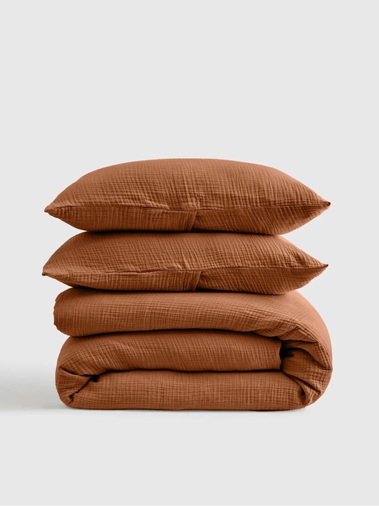 Quince Other - QUINCE Organic Airy Gauze Duvet Cover Set King/Cal King Terracotta 8001